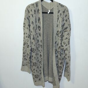 PinkBlush Leopard Print Cardigan Sweater Open Front Women's Size 2X